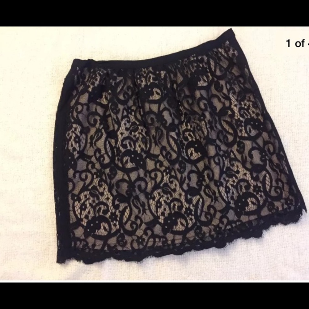 Loft Black Lace Overlay Skirt 6